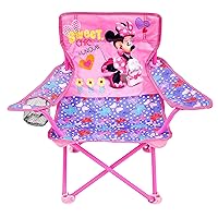 JAKKS Pacific Minnie Camp Chair for Kids, Portable Camping Fold N Go Chair with Carry Bag, Minnie - Bows