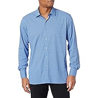 Bugatchi Men's Long Sleeve Point Collar Shaped Performance Woven