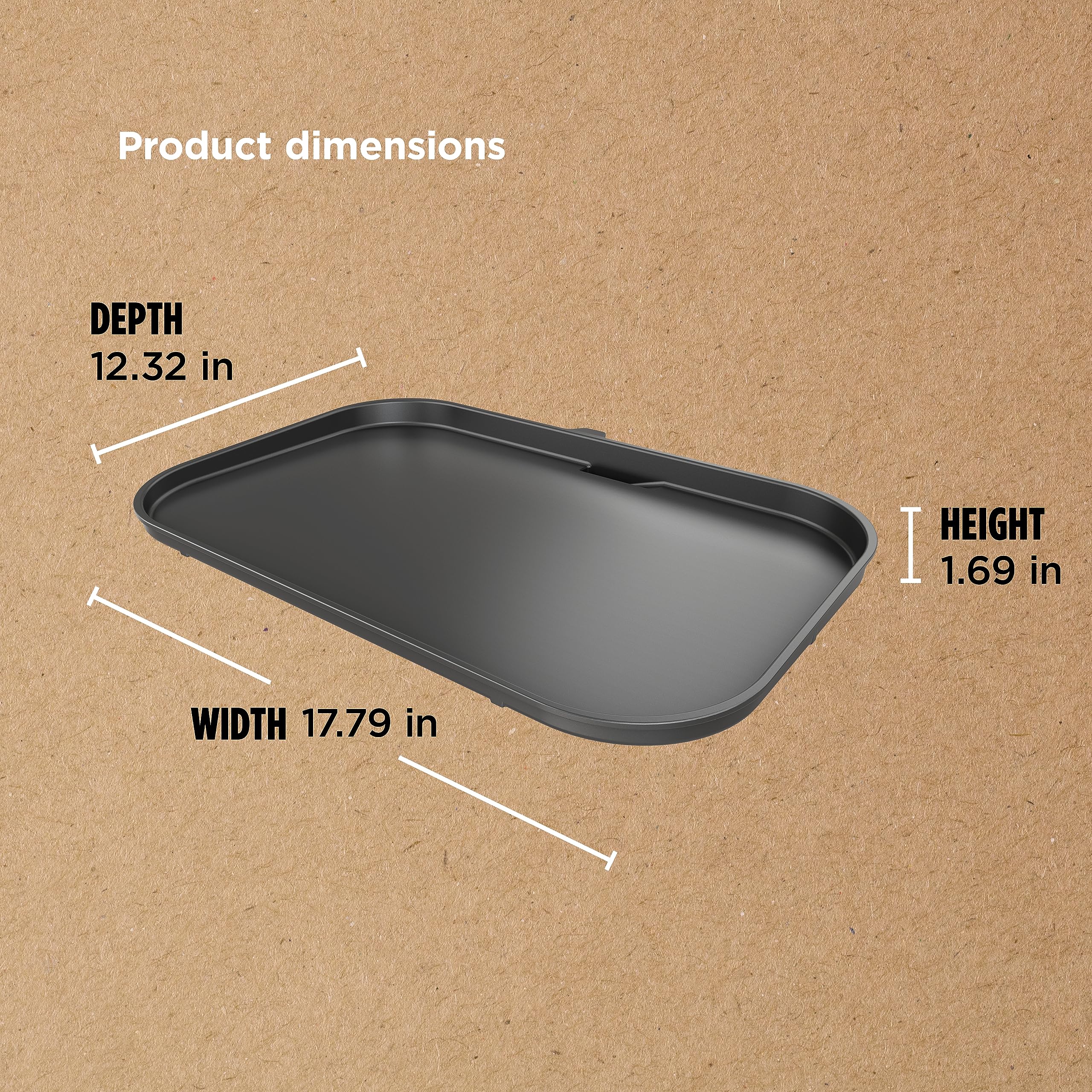 Ninja XSKGRIDLXL Woodfire Premium Griddle Plate, Compatible with OG800 and OG900 Series, Direct, Edge-to-Edge Heat, Ceramic, Nonstick, Precise Heat Control, 17.87'' x 12.35'', Black