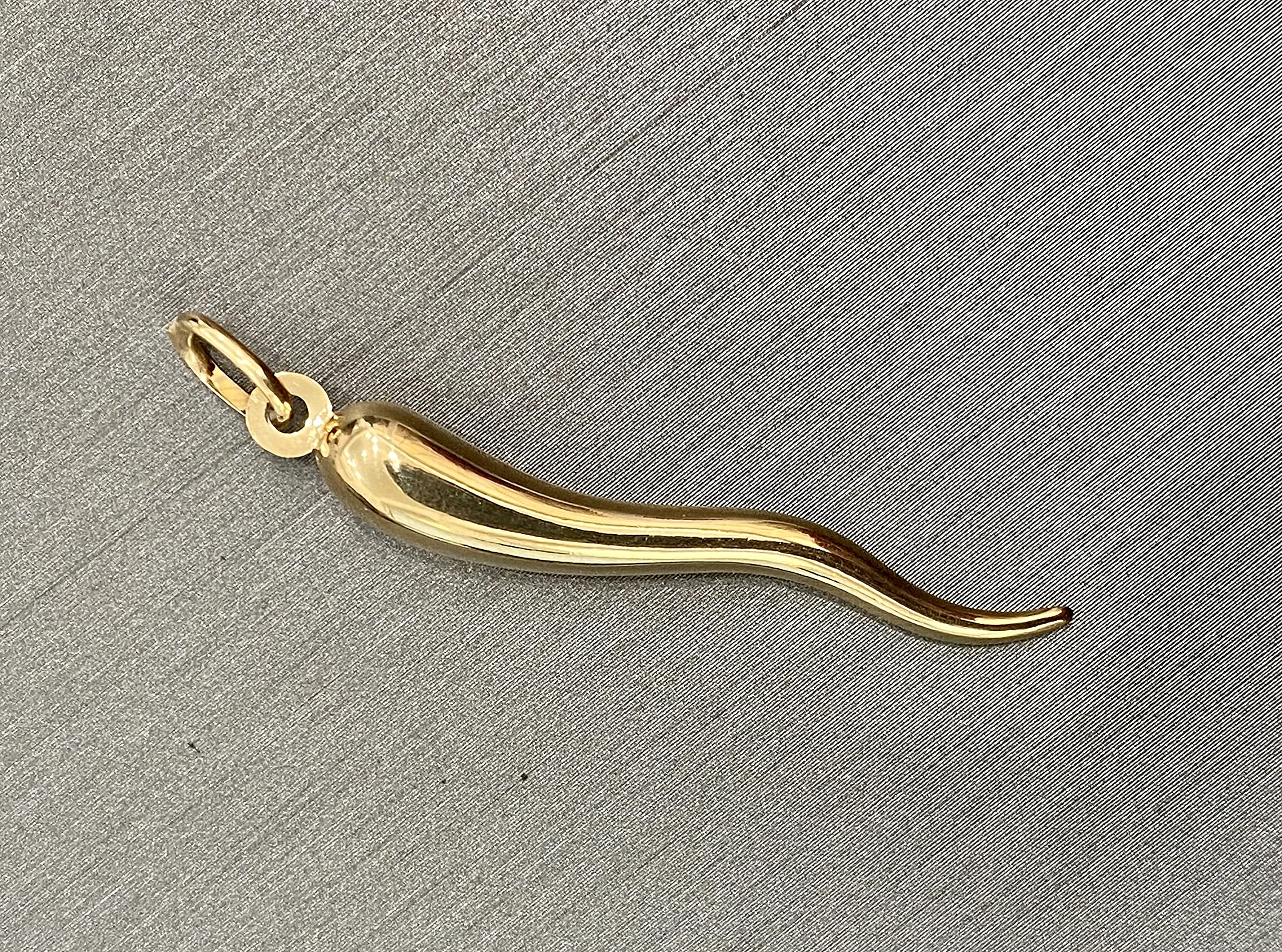TGDJ 14k Yellow Gold Cornicello Italian Horn Charm Pendant - 4 Differnet Size Available
