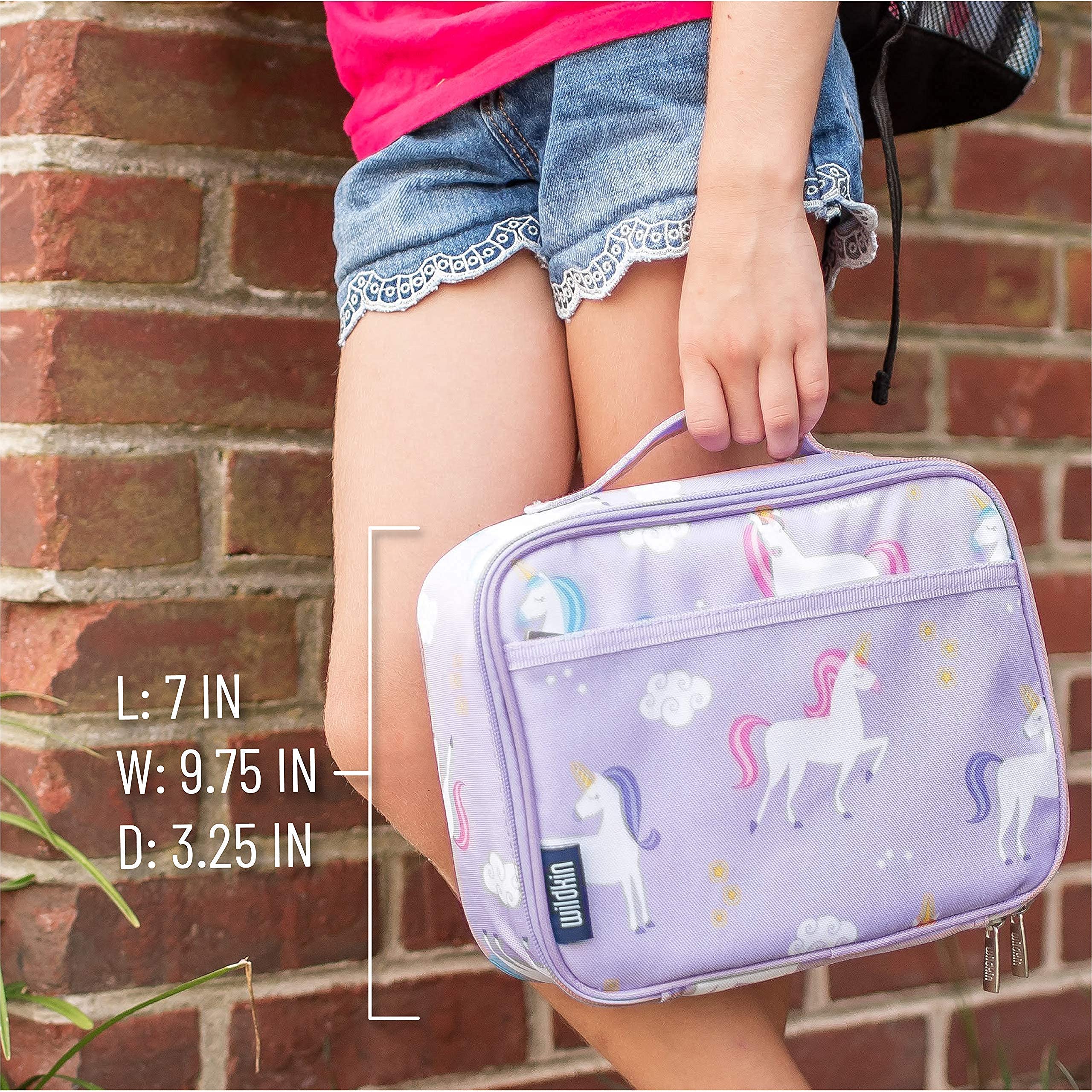 Wildkin Kids Lunch Box Bag Bundle with Modern Nap Mat (Unicorn)
