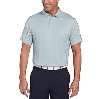PGA TOUR Men's Double Knit Print Short Sleeve Golf Polo Shirt with Sun Protection