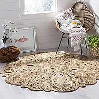 SAFAVIEH Natural Fiber Collection Area Rug - 6' Round, Natural, Handmade Boho Charm Farmhouse Jute, Ideal for High Traffic Areas in Living Room, Bedroom (NF360A)