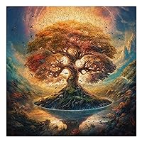 Wooden Jigsaw Puzzle for Adults 500 Pcs Tree of Life Shadow Royal Size Unique Shape Box Packing Fun Challenging Brain Exercise Family Game Creative Gift for Friends Parents Grandparents