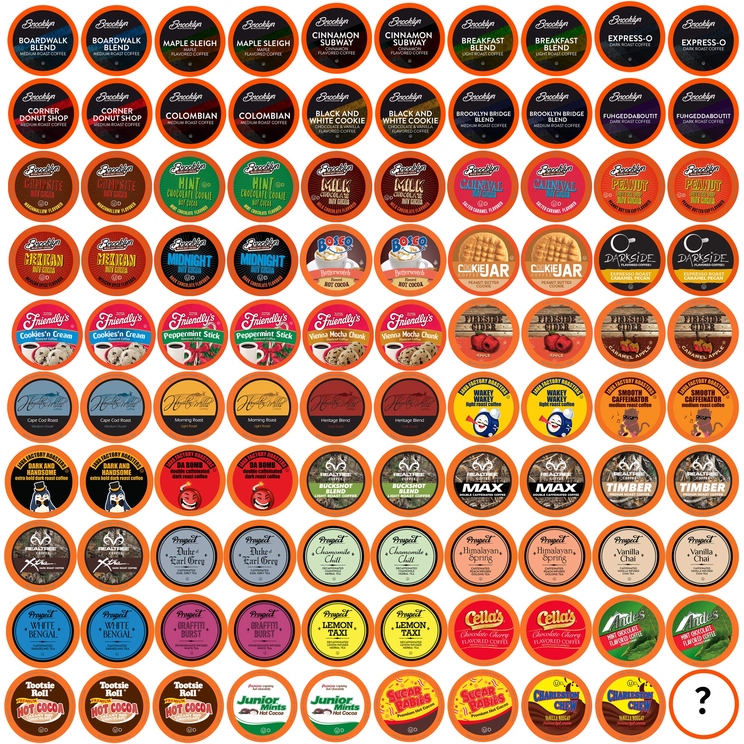 Two Rivers Coffee, Tea, Cocoa, Cider, Cappuccino Variety Sampler Pack Compatible with 2.0 Keurig K-Cup Brewers, Bit of Everything, 100 count