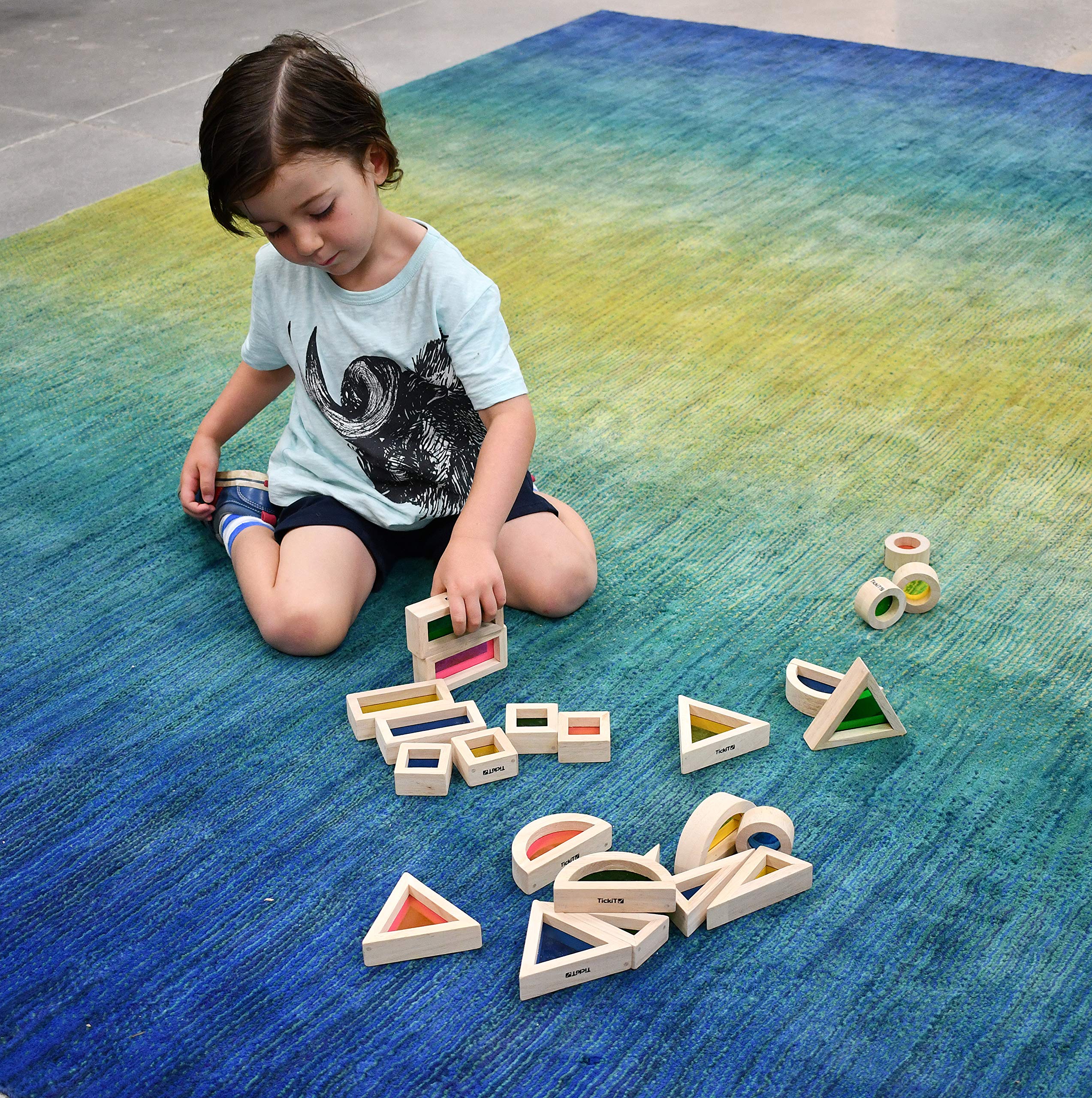 TickiT Rainbow Blocks - Set of 24 - Sensory Blocks for Toddlers Aged 12M+ - Colorful Montessori Stacking Shapes - First Building Blocks