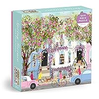Galison Spring Terrace – 1000 Piece Joy Laforme Puzzle Featuring a Magnolia Filled Neighborhood Day On A Spring Day