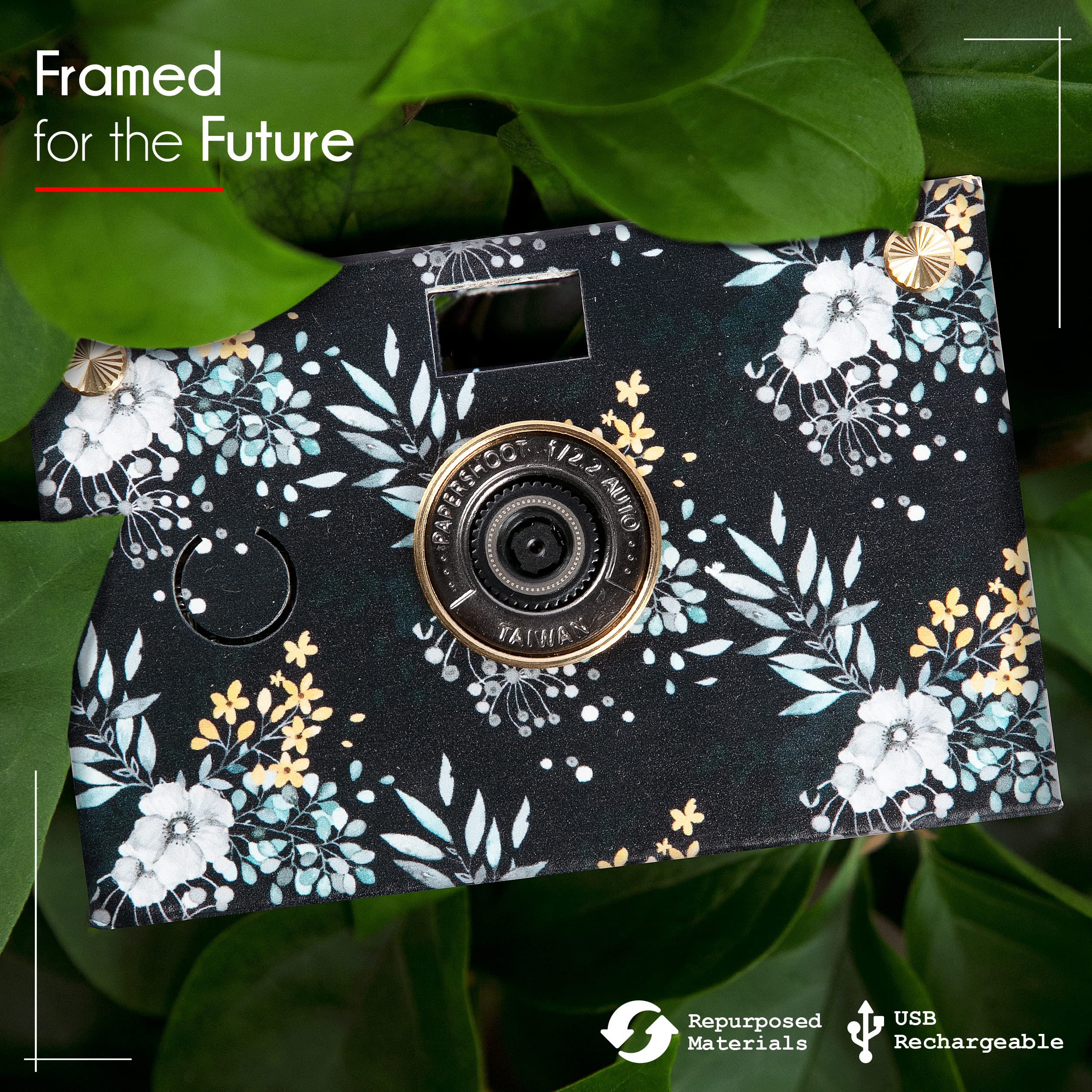 Paper Shoot Camera - Digital Papershoot Camera with Four Filters & Timelapse - Papershoot Cameras Include a Beautiful Case & Accessories (Summer Bloom Quiet)