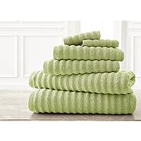 Amrapur Overseas Luxury Spa Collection | 6-Piece Ultra Soft Quick-Dry 550GSM 100% Combed Cotton Wavy Towel Set [Sage]