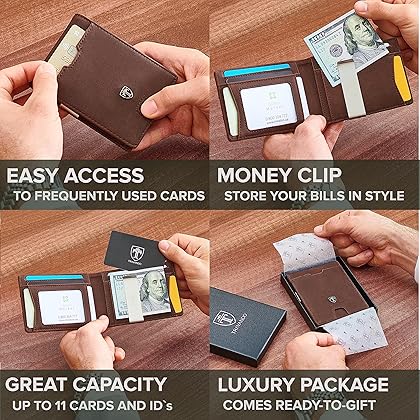 TRAVANDO Mens Slim Wallet with Money Clip AUSTIN RFID Blocking Bifold Credit Card Holder for Men with Gift Box