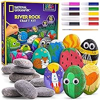 Rock Painting Kit - Arts & Crafts Kit for Kids, Paint & Decorate 15 River Rocks with 10 Paint Colors & More Art Supplies, Kids Craft, Outdoor Toys, Easter Basket Stuffers