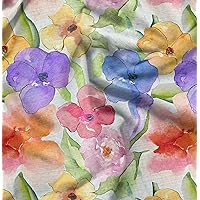 Soimoi Poly Georgette Orange Fabric - by The Yard - 52 Inch Wide - Flower Watercolor Symphony Fabric - Vibrant and Whimsical Patterns for Apparel and Home Decor Printed Fabric