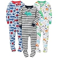 Simple Joys by Carter's Toddlers and Baby Boys' Snug-Fit Footed Cotton Pajamas, Pack of 3