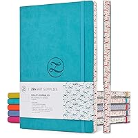 Aesthetic Large B5 Dotted Journal - Enjoy Bullet Journaling with a Soft Cover 7x10 inch, Non-Bleed Thick 120gsm Paper with Japanese Edge Motif - Turquoise Faux Leather Lay Flat Dot Notebook - ZenART