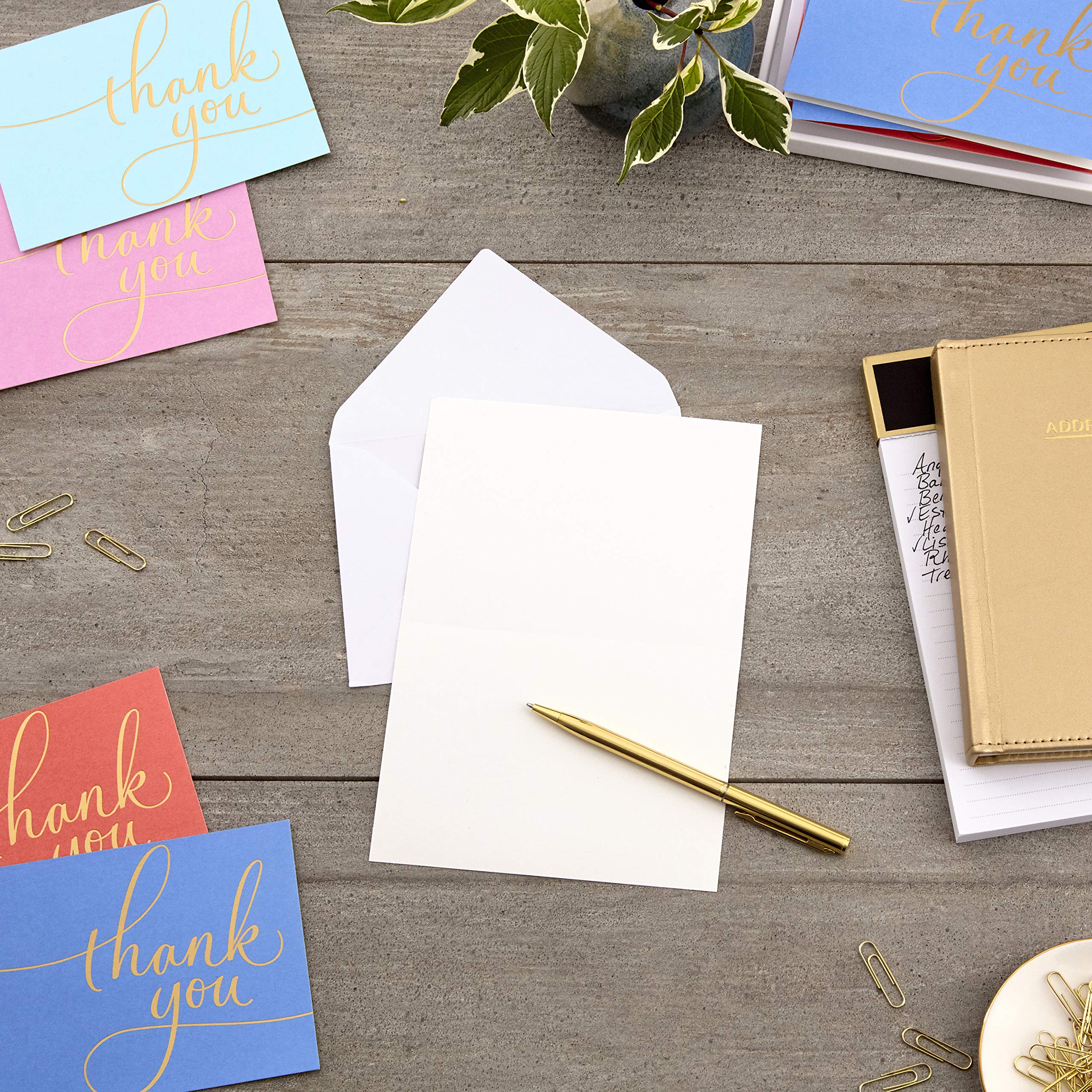 Hallmark Thank You Cards Assortment, Gold Foil Script (40 Thank You Notes with Envelopes) & Thank You Cards (Silver Foil Script, 40 Thank You Notes and Envelopes)