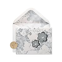 Papyrus Blank Cards with Envelopes, Lace and Flowers with Glitter (8-Count)