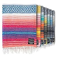Authentic Handwoven Mexican Blanket, Yoga Blanket - Perfect Outdoor Picnic Blanket, Beach Blanket, Camping Blanket, Equestrian Saddle Blanket, Serape Blanket 50x70 inches - 1 Blanket