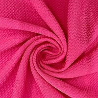 Steffi HOT Pink Polyester Spandex Solid Textured Bullet Knit Fabric for Bows, Headwraps, Scrunchies, Clothes, Costumes, Crafts - 10181