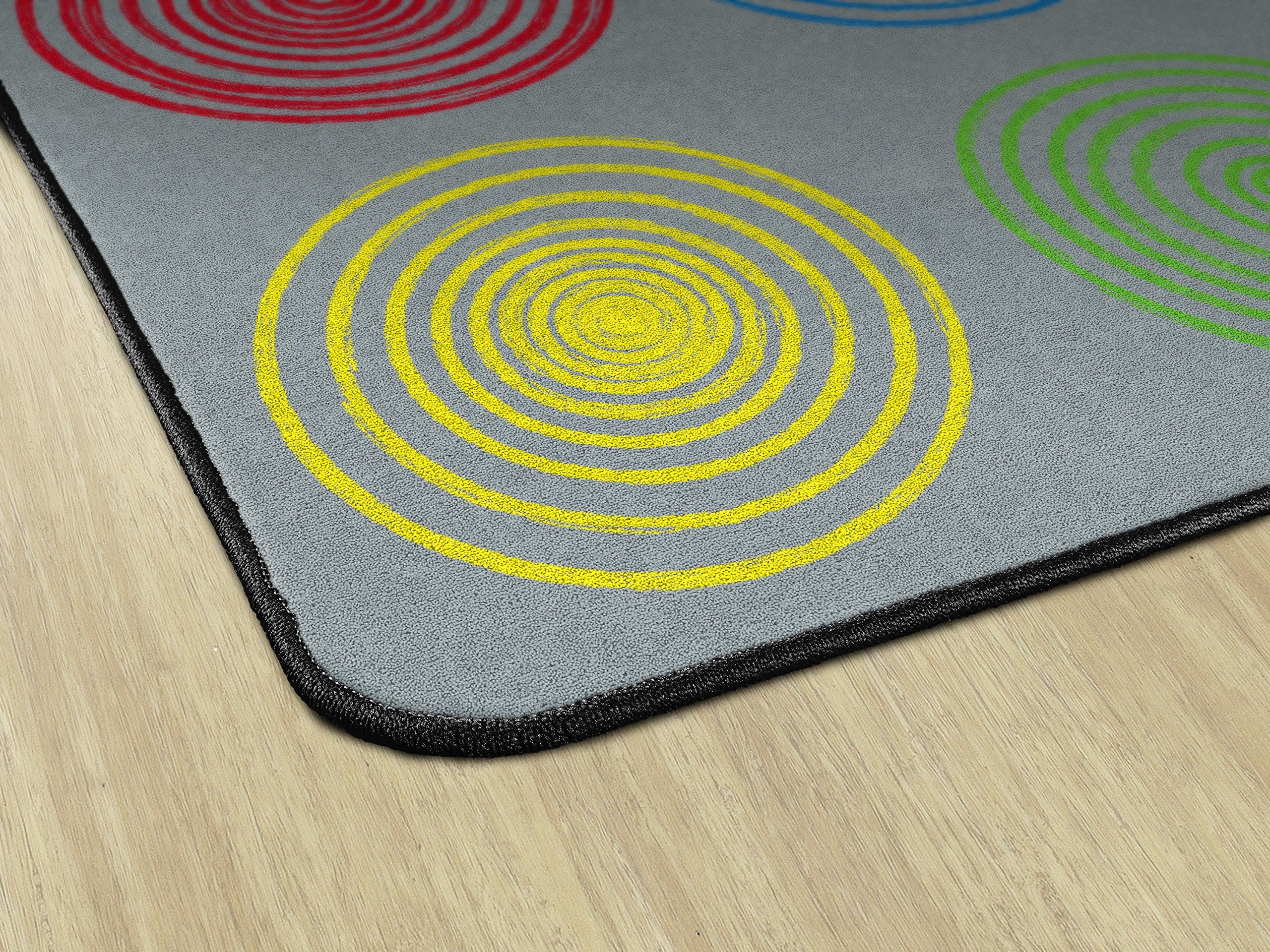 Flagship Carpets Circles Abstract Educational Area Rug for Kids Room Seating Décor, Children's Classroom, Play Carpet for Teaching and Playroom, Seats 24, 7'6