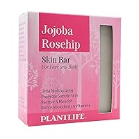 Plantlife Jojoba Rosehip Bar Soap - Moisturizing and Soothing Soap for Your Skin - Hand Crafted Using Plant-Based Ingredients - Made in California 4oz Bar