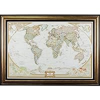 Craig Frames Wayfarer, Executive World Push Pin Travel Map, Antique Copper and Black Frame with Pins, 24 by 36-Inch