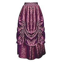 Victorian Steampunk Gothic Theater Bustle Long Satin Floral Skirt