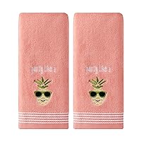 SKL HOME by Saturday Knight Ltd. Party Pineapple 2 Pc Hand Towel Set, Coral Pink
