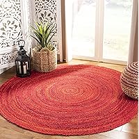 SAFAVIEH Braided Collection 3' Round Red BRD452Q Handmade Country Cottage Reversible Cotton Area Rug