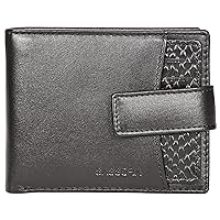 Genuine Leather Medium Black Men's RFID Wallet - A154_MISTIQUE, Black, M, Classic