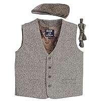 Gioberti Kids and Boys 3pc Tweed Vest with Matching Cap and Bow Tie