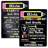 My First & Last Day of School Wooden Chalkboard, Reversible Double Sided Back to School Sign, 12x6-Inch Photo Prop, Reusable 1st Day of School Signs, Back to School, Preschool