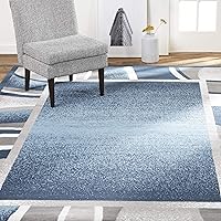 Lyndhurst Rotana Modern Area Rug, Contemporary Blue/Gray/Ivory 7'8