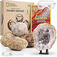 Break Open 5 Jumbo Geodes - Earth Science Kit with 5 Premium, Extra-Large Geodes with Crystals, Goggles & Display Stands, Science Gifts, Fun Stuff for Kids (Amazon Exclusive)