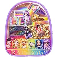 Rainbow High Backpack Cosmetic Makeup Gift Bag Set includes Hair Accessories and Clear PVC Back-pack for Kids Girls, Ages 3+ perfect for Parties, Sleepovers and Makeovers