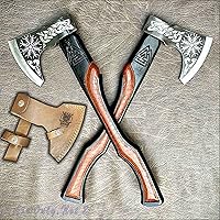 SHINY CRAFTS-Viking Axe Bearded Axe Tomahawk Birthday Gifts-1 Axe Only Handmade Carbon Steel Viking Axe,Valentine's Day Gift, Leather Sheath (VBA 01)