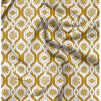 Soimoi Cotton Voile Gold Fabric - by The Yard - 42 Inch Wide - Floral Damask Pattern Textile - Graceful and Whimsical Designs for Apparel and Crafts Printed Fabric