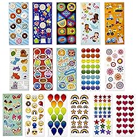 Stickers for Kids (Pack of 258 Stickers, 16 Sheets—Mermaids, Rainbows, Hearts, Dogs, Cats, Donuts)