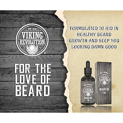 Viking Revolution Beard Oil Conditioner - All Natural Unscented Argan & Jojoba Oils - Softens, Smooths & Strengthens Beard Growth - Grooming Beard and Mustache Maintenance Treatment, 1 Pack
