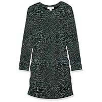 Speechless Girls' Long Sleeve Glitter Knit Ruched Party Dress