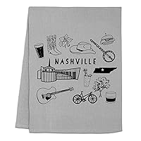 Original Dish Towel, Nashville Collage, Flour Sack Kitchen Towel, Sweet Housewarming Gift, Farmhouse Kitchen Decor, White or Gray (Gray)