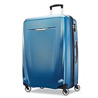 Samsonite Winfield 3 DLX Hardside Expandable Luggage with Spinners, Checked-Large 28-Inch, Blue/Navy