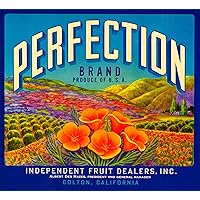 Colton, San Bernardino County Perfection California Poppy Flowers Orange Citrus Fruit Crate Box Label Art Print