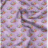 Soimoi Poly Georgette Purple Fabric - by The Yard - 42 Inch Wide - Tomato, Leaves & Flower Floral Print Material - Fresh and Botanical Patterns for Stylish Projects Printed Fabric