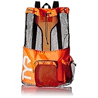 TYR Big Mesh Mummy Backpack For Wet Swimming, Gym, and Workout Gear , Orange