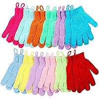 Shower Gloves,24 Pcs Exfoliating Bath Gloves,Body Scrub Gloves with Hanging Loop for Beauty Spa Massage Skin Shower Scrubber.-12 Colors