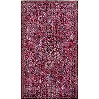 Valencia Collection Accent Rug - 3' x 5', Red & Multi, Vintage Boho Chic Distressed Design, Non-Shedding & Easy Care, Ideal for High Traffic Areas in Entryway, Living Room, Bedroom (VAL127R)