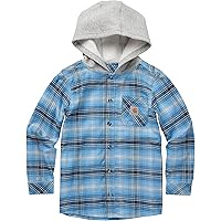 Boys' Big Long-Sleeve Button-Front Hooded Flannel Shirt