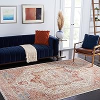 Valencia Collection Area Rug - 8' x 10', Ivory & Rust, Vintage Traditional Oriental Design, Non-Shedding & Easy Care, Ideal for High Traffic Areas in Living Room, Bedroom (VAL568B)