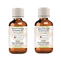 Pure Evening Primrose Oil (Oenothera biennis) Cold Pressed (Pack of Two)100ml X 2 (6.76 oz)