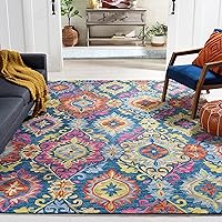 Suzani Collection 5' x 8' Blue/Multi SZN376A Hand-Hooked Boho Premium Wool Area Rug